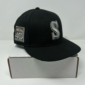 Pro Image Sports Seattle Mariners Black/Gray/Silver Fitted Hat Size 7 3/8